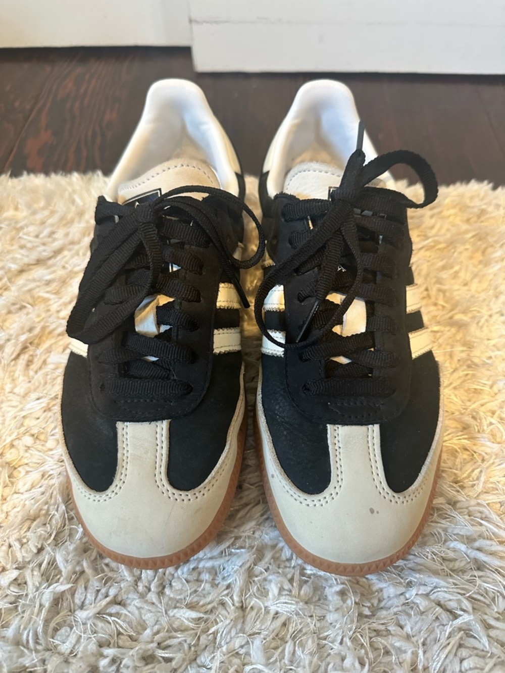 adidas Black and White Suede Low-Top Sneakers